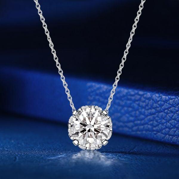 Vintage Round Cut Pendant Necklace for Women, 18K Gold Plated Sterling Silver