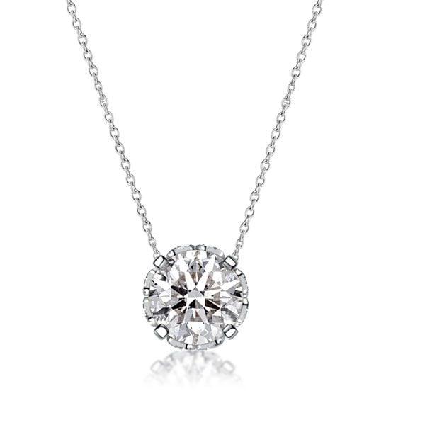 Vintage Round Cut Pendant Necklace for Women, 18K Gold Plated Sterling Silver