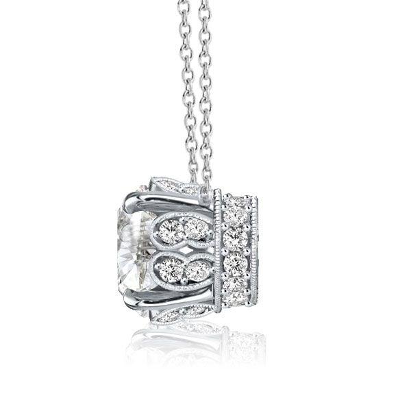 Vintage Round Cut Pendant Necklace for Women, 18K Gold Plated Sterling Silver