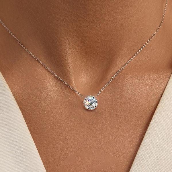 Vintage Round Cut Pendant Necklace for Women, 18K Gold Plated Sterling Silver