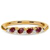 0.60 CT. Ruby Pear Cut & Diamond Half Eternity Wedding Band in Sterling Silver