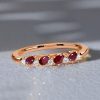 0.60 CT. Ruby Pear Cut & Diamond Half Eternity Wedding Band in Sterling Silver