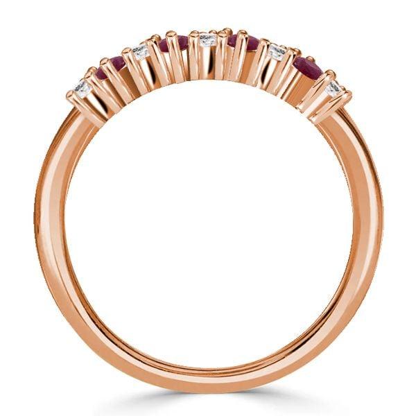 0.60 CT. Ruby Pear Cut & Diamond Half Eternity Wedding Band in Sterling Silver