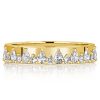 1.17 CT TW Pear and Round Cut Half Eternity Wedding Band for Women in 18K Gold Plated Silver