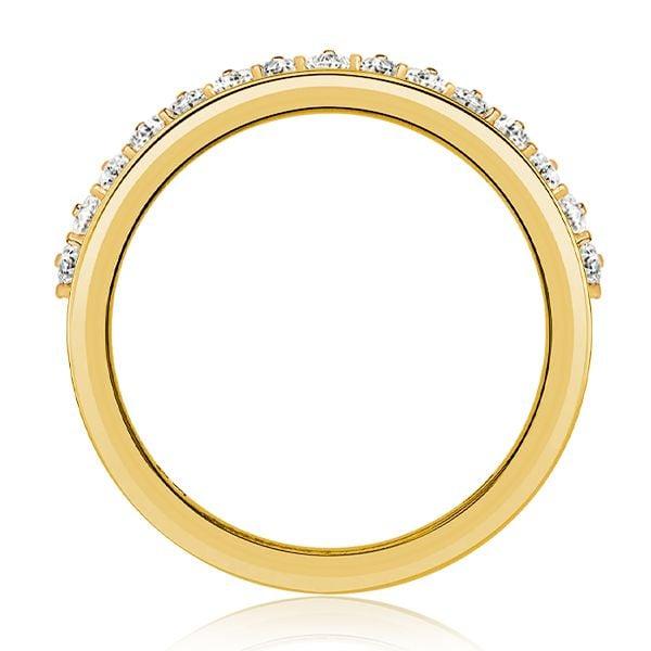 1.17 CT TW Pear and Round Cut Half Eternity Wedding Band for Women in 18K Gold Plated Silver