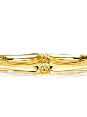 18K Gold Plated Sterling Silver Bamboo Design Wedding Band