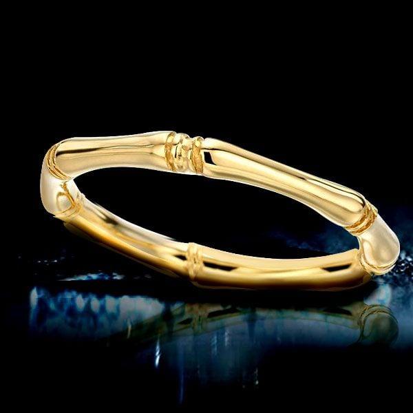 18K Gold Plated Sterling Silver Bamboo Design Wedding Band