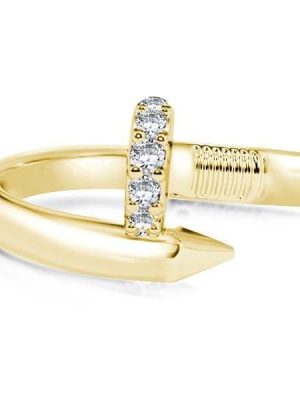 18K Gold Plated Sterling Silver Wedding Band with 0.85 CT. TW. Accent Stones
