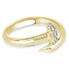 18K Gold Plated Sterling Silver Wedding Band with 0.85 CT. TW. Accent Stones