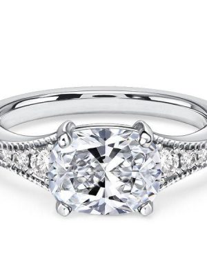 Cushion Cut Sterling Silver Vintage Style Engagement Ring