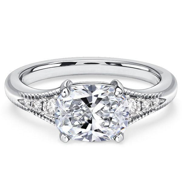 Cushion Cut Sterling Silver Vintage Style Engagement Ring
