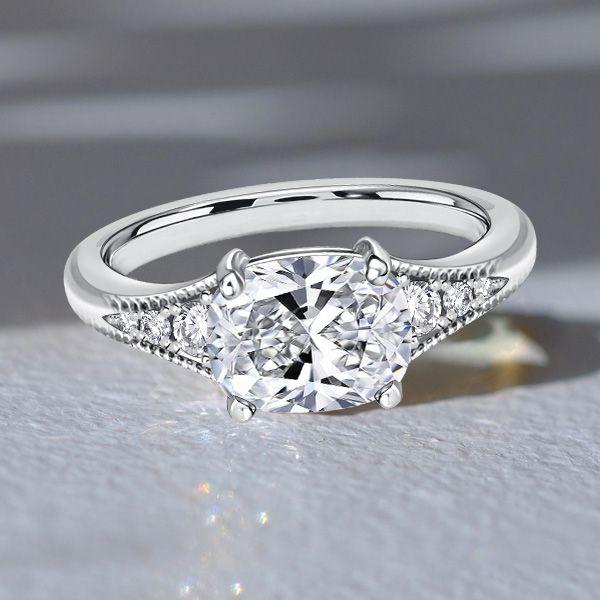 Cushion Cut Sterling Silver Vintage Style Engagement Ring