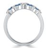 Blue Sapphire Wedding Band - Round & Marquise Cut - Sterling Silver