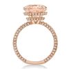Rose Gold Cushion Cut Champagne Engagement Ring with Double Hidden Halo