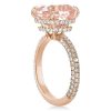Rose Gold Cushion Cut Champagne Engagement Ring with Double Hidden Halo