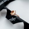 Rose Gold Cushion Cut Champagne Engagement Ring with Double Hidden Halo