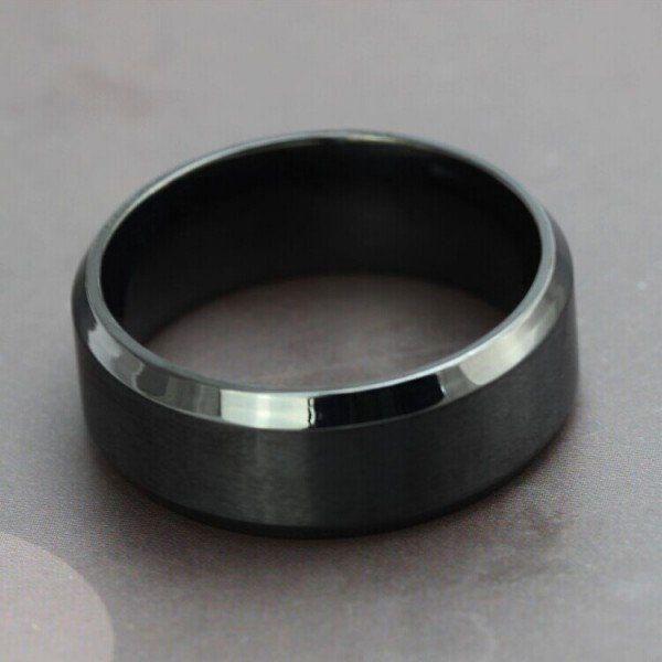 Black Tungsten Wedding Band for Men - 8MM Classic Ring - Comfort Fit