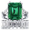 Emerald Cut Sterling Silver Wedding Ring Set - 15.00CT TW