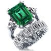Emerald Cut Sterling Silver Wedding Ring Set - 15.00CT TW