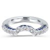 Curved Created Blue and White Sapphire Wedding Band in Sterling Silver