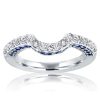 Curved Created Blue and White Sapphire Wedding Band in Sterling Silver