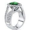 Emerald Cut Multi-Row Engagement Ring in Rhodium Plated Sterling Silver