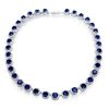 Blue Sapphire Halo Tennis Necklace and Stud Earrings Set - Sterling Silver