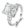 Three Stone Created White Sapphire Engagement Ring in Sterling Silver