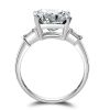 Three Stone Created White Sapphire Engagement Ring in Sterling Silver