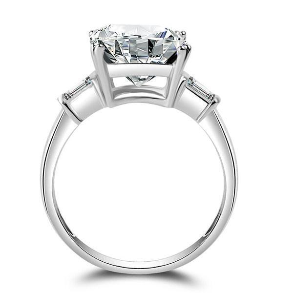 Three Stone Created White Sapphire Engagement Ring in Sterling Silver