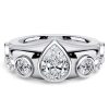 Sterling Silver Half Eternity Band with Bezel Set Pear and Round Cut Stones
