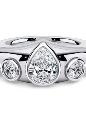 Sterling Silver Half Eternity Band with Bezel Set Pear and Round Cut Stones