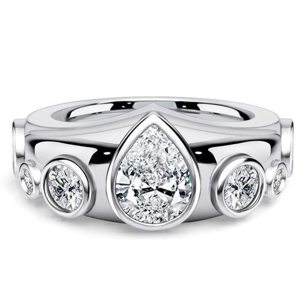 Sterling Silver Half Eternity Band with Bezel Set Pear and Round Cut Stones