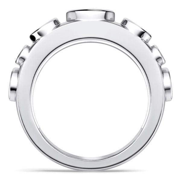 Sterling Silver Half Eternity Band with Bezel Set Pear and Round Cut Stones