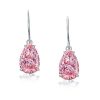 925 Sterling Silver Pear Cut Pink Drop Earrings for Women