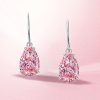 925 Sterling Silver Pear Cut Pink Drop Earrings for Women