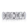 Emerald & White Sapphire Half Eternity Wedding Band - 925 Sterling Silver