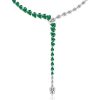 Pear Cut Green Created Sapphire Necklace - 925 Sterling Silver