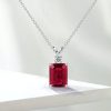 Emerald Cut Emerald and Ruby Pendant Necklace in 925 Sterling Silver