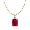 Emerald Cut Emerald and Ruby Pendant Necklace in 925 Sterling Silver