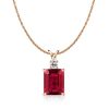Emerald Cut Emerald and Ruby Pendant Necklace in 925 Sterling Silver