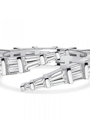 Sterling Silver Baguette Cut Bypass Promise Ring | Travel Wedding Band Alternative