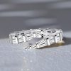 Sterling Silver Baguette Cut Bypass Promise Ring | Travel Wedding Band Alternative