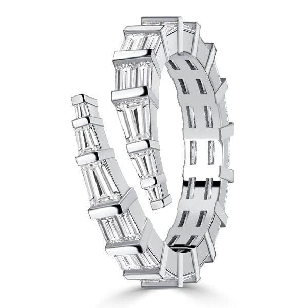 Sterling Silver Baguette Cut Bypass Promise Ring | Travel Wedding Band Alternative