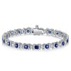 Blue & White Sapphire Tennis Bracelet in Sterling Silver - Affordable Elegance