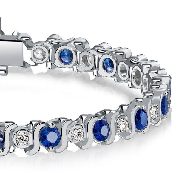 Blue & White Sapphire Tennis Bracelet in Sterling Silver - Affordable Elegance