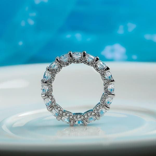 Eternity Wedding Band for Women in 925 Sterling Silver with Created White Sapphire