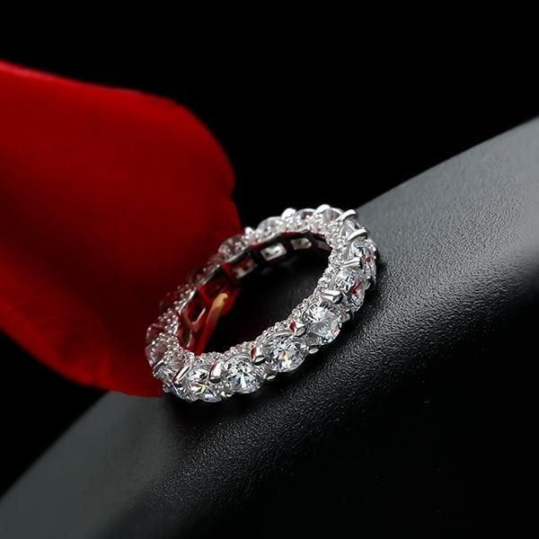 Eternity Wedding Band for Women in 925 Sterling Silver with Created White Sapphire