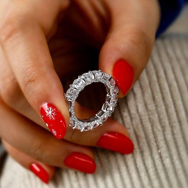 Eternity Wedding Band for Women in 925 Sterling Silver with Created White Sapphire