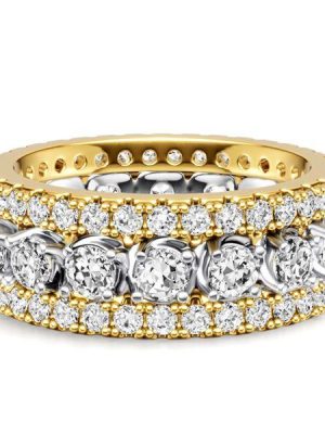 2-Tone Triple Row Round Cut Eternity Wedding Band in Sterling Silver (3.06 CT. TW.)